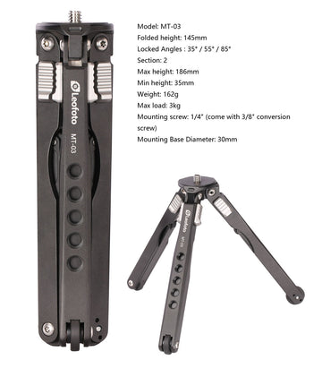 Leofoto MT-03 2 Section Spider Mini Table Top Pocket Tripod